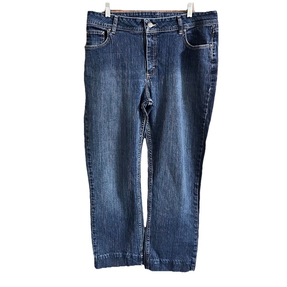 Womens Lee Riders Denim Jeans High Rise Mom Cotton Blnd Sz 18 Med 36x28.5 Hemmed